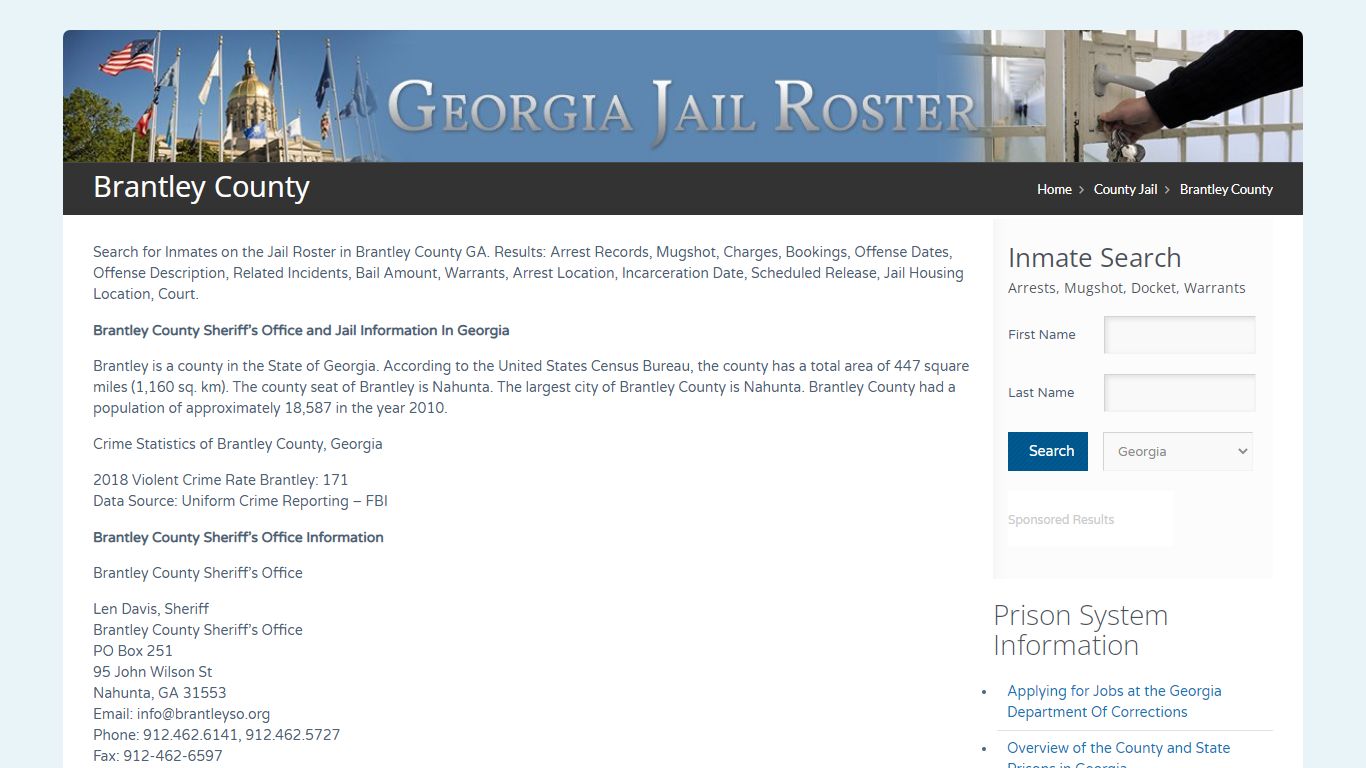 Brantley County | Georgia Jail Inmate Search