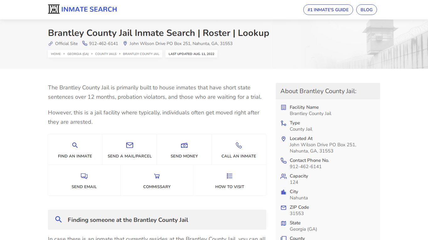 Brantley County Jail Inmate Search | Roster | Lookup